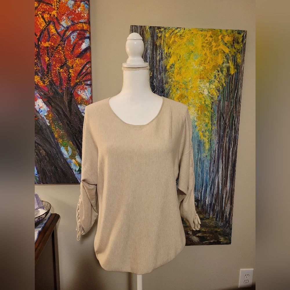 Max Studio Light Beige Knit Top